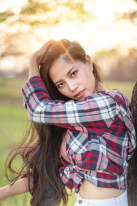 Portrait of teenage girl smiling