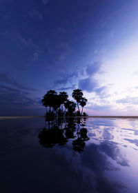 Scenic view of sea against sky at sunset
