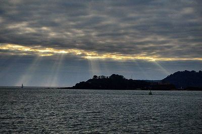 Scenic view of sea against cloudy sky