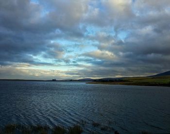 Scenic view of landscape against cloudy sky