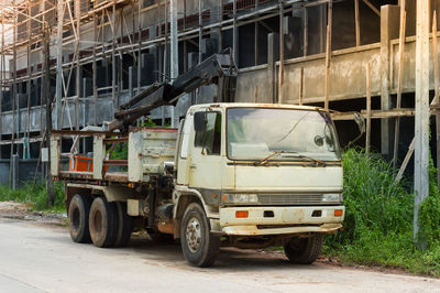 View of truck on built structure