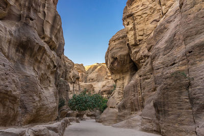 Low angle view of rock formations