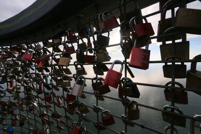 Love locks on bridge over sea