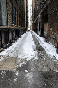 Empty urban alleyway in winter