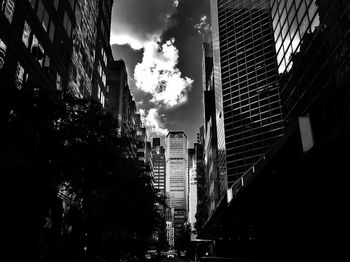 Low angle view of modern building against sky