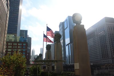 Low angle view of modern buildings against sky