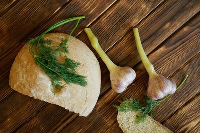 High angle view of vegetables on cutting board