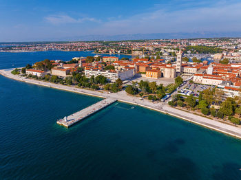 High angle view of sea against sky