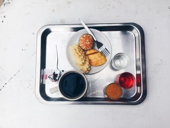 Food and drink on table