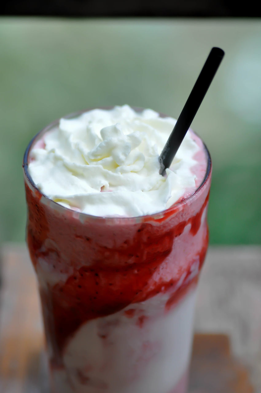 CLOSE-UP OF ICE CREAM IN GLASS