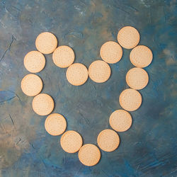 High angle view of pebbles on table