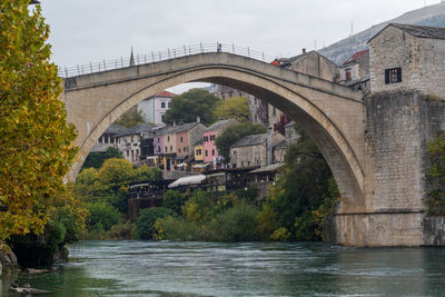 Bridge over river against sky