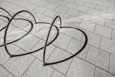 High angle view of bicycle racks on street