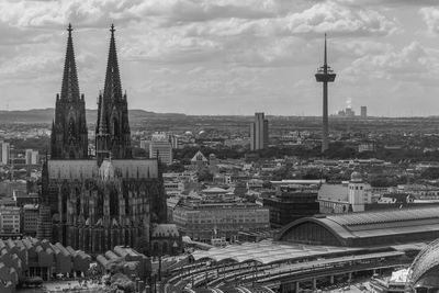 View on the cologne cathedral and colonius tower