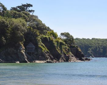 Scenic view of sea against clear sky