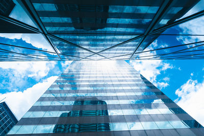 Low angle view of modern building against sky