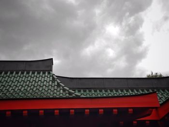 Low angle view of building against cloudy sky