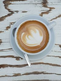 Directly above shot of cappuccino on table