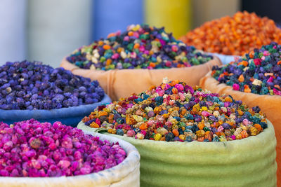 Close-up of colorful candies for sale