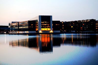 Reflection of buildings in water