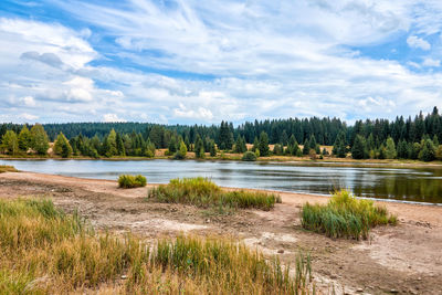 Scenic view of lake against sky