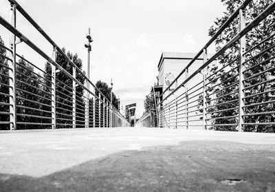 Surface level of footbridge along railings