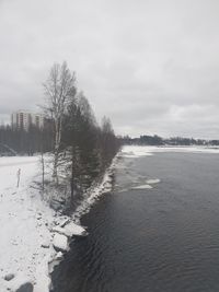 Scenic view of snowcapped field against sky