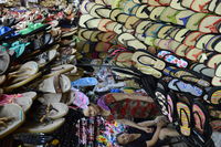 Stack of multi colored for sale at market stall