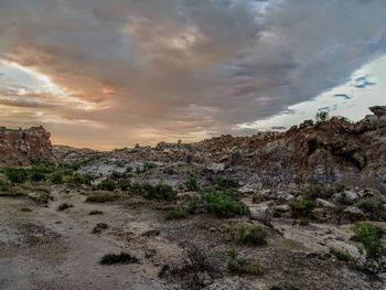 Scenic view of landscape against sky during sunset