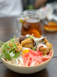 Close-up of food in bowl on table