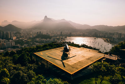 Woman looking at mountains