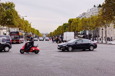 Cars on street in city