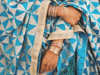 High angle view of woman lying on floor