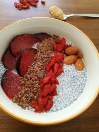 Close-up of breakfast in bowl on table