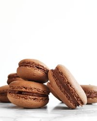 Close-up of cookies against white background