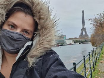 Portrait of young woman in winter
