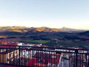 Scenic view of mountains against clear sky