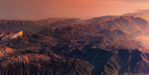 Scenic view of mountains during sunset