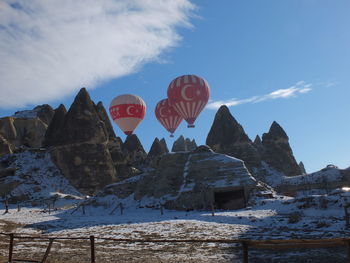 Scenic view of mountains against sky during winter