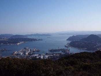 High angle view of city at waterfront