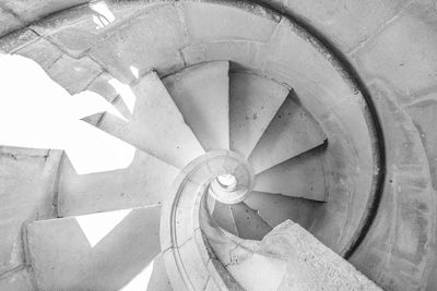 High angle view of spiral staircase in building