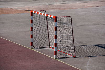 Street soccer goal sport equipment on the field