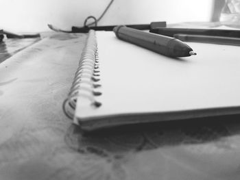 High angle view of pencil on table