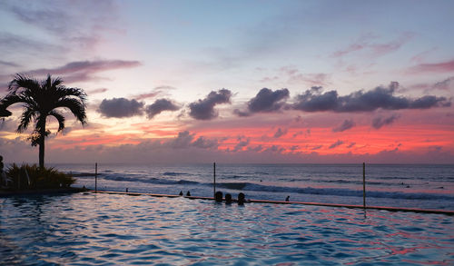 Scenic view of sea against sky at sunset