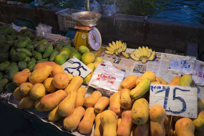 High angle view of fruits for sale in market