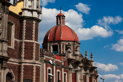 Detail of the dome and facade of the the capuchin nuns temple at the in mexico city.