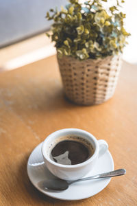 Coffee cup on table