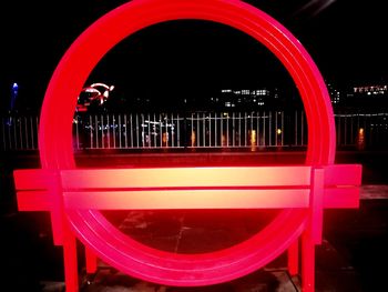 Close-up of illuminated red structure