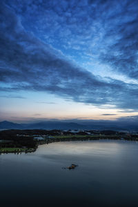 Scenic view of sea against sky at sunset