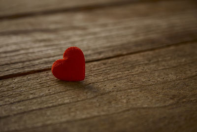 Close-up of heart shape on table